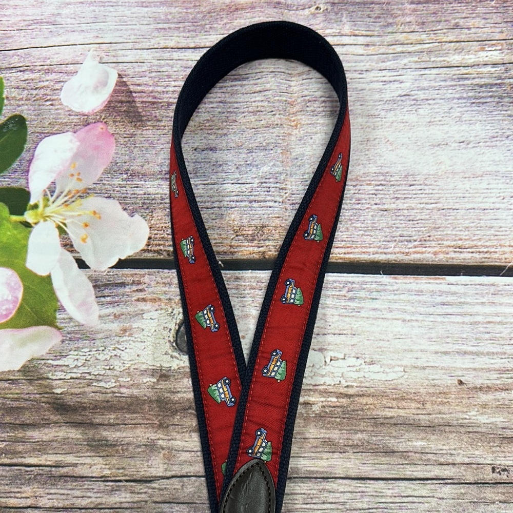 Vineyard Vines Happy Camper Leather/Canvas Belt • Sz 36